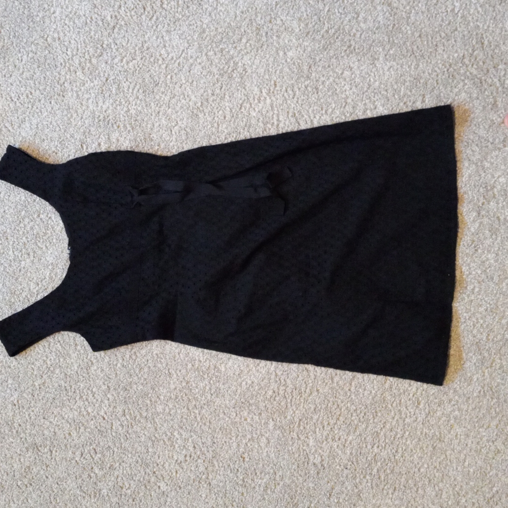Ann Taylor Petite Sleeveless Black Evening Dress with Black Ribbon